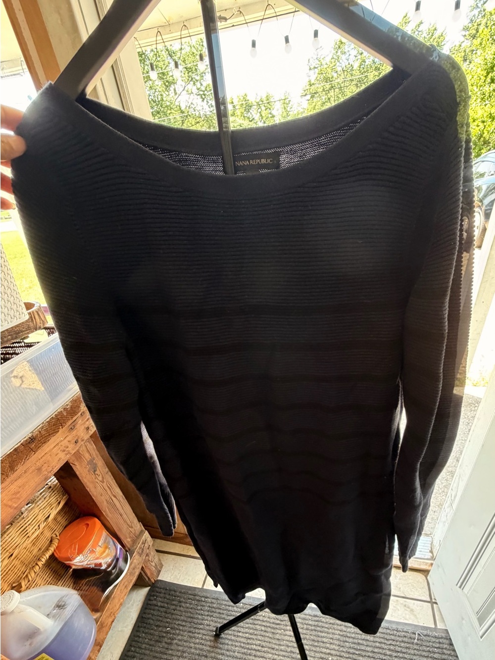 Banana Republic Black Scoop-Neck Ribbed Sweater
